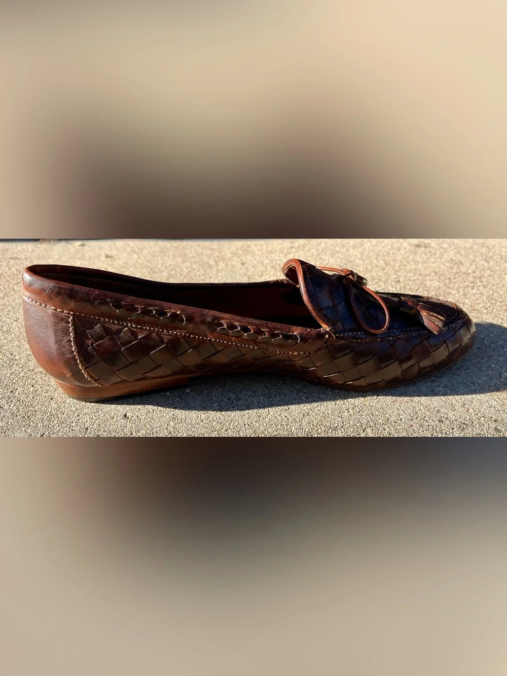 Women’s Sesto Meucci Brown Woven Leather Loafers
